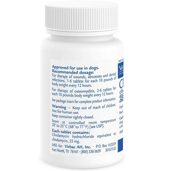 Clintabs (Clindamycin HCl) Tablets for Dogs, 25-mg recommended dosage