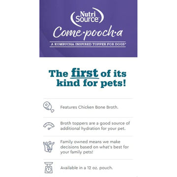 NutriSource Come-Pooch-A Chicken Bone Broth Recipe Food Topper for Dogs