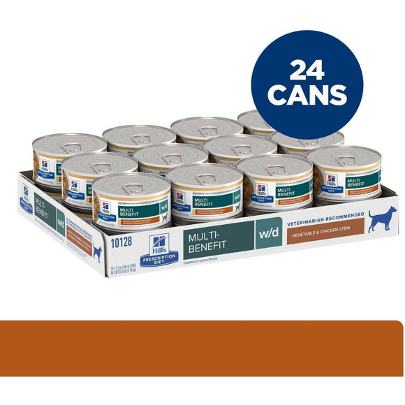 Hill's Prescription Diet w/d Multi-Benefit Digestive / Weight / Glucose / Urinary Management Vegetable & Chicken Stew Canned Dog Food