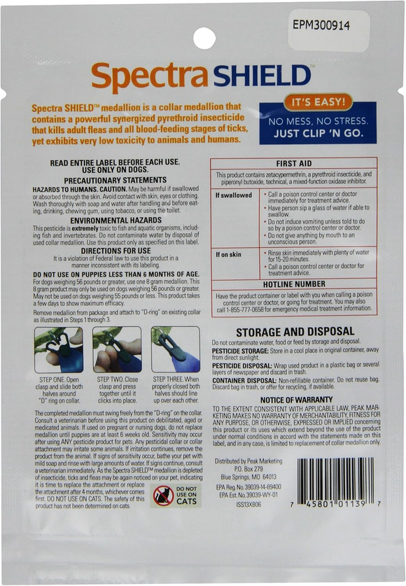 Spectra Shield Flea & Tick Collar Medallion for Dogs
