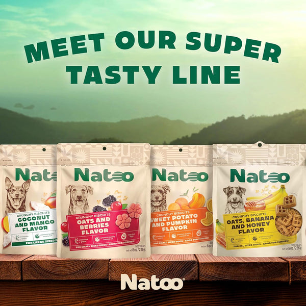 Natoo Crunchy Biscuits Oats, Banana, & Honey Flavor for All Size Dogs