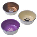 Van Ness Decorated Stainless Cat Dish, Color Varies