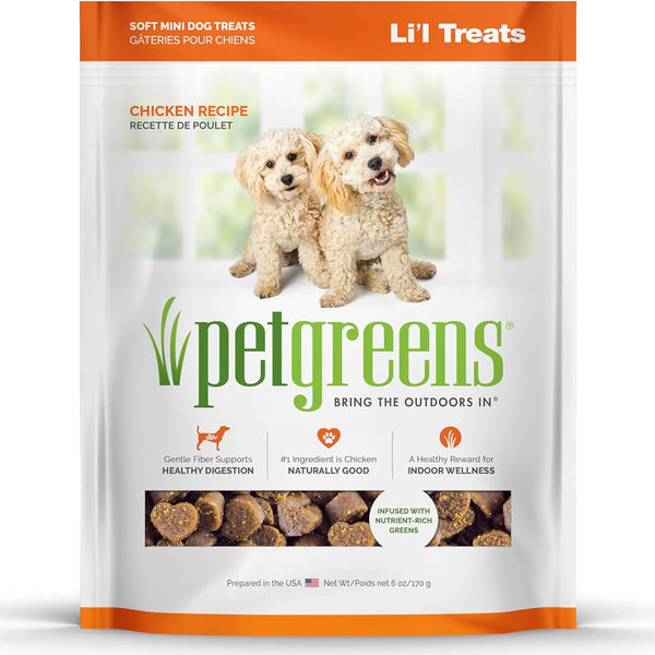 Pet Greens Li'l Treats Chicken Soft Mini Dog Treats, 6-oz