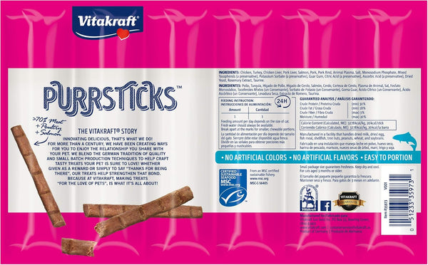 Vitakraft Purrsticks Chicken Recipe with Salmon Treat for Cats