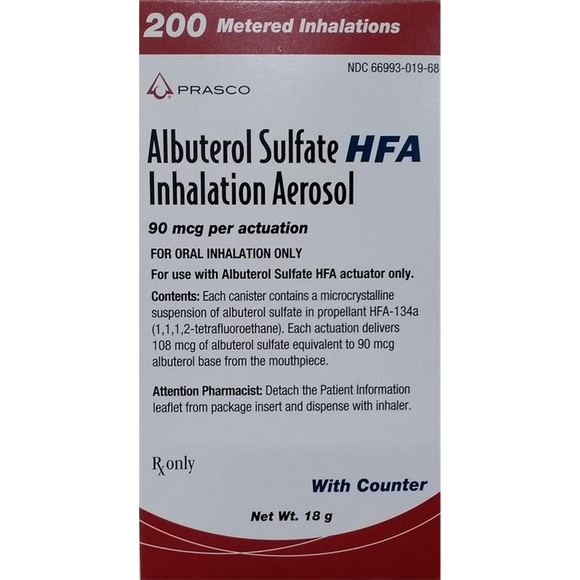 Ventolin HFA (generic) Albuterol Inhaler 90mcg (200 metered inhalations)