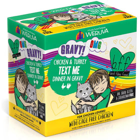 BFF OMG Text Me! Chicken & Turkey in Gravy Wet Cat Food Pouches, 2.8-oz pouch, 12 count