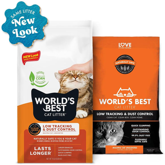 World's Best Cat Litter Low Tracking & Dust Control Multiple Cat Unscented, 28 lbs