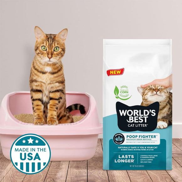 World's Best Cat Litter Poof Fighter Multiple Cat Light Lemongrass Scent, 28 lbs