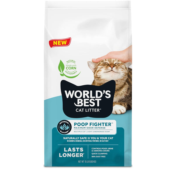 World's Best Cat Litter Poof Fighter Multiple Cat Light Lemongrass Scent, 28 lbs
