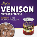 Zignature Venison Wet Food Formula packaging with a purple background