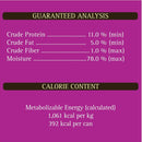 Nutritional analysis and calorie content on a purple background