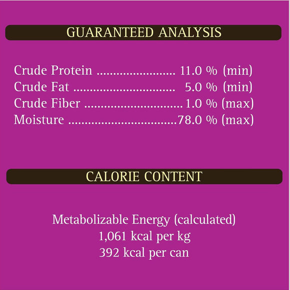 Nutritional analysis and calorie content on a purple background