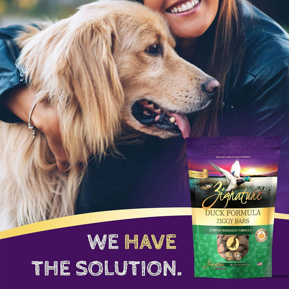 Zignature Duck Formula Ziggy Bars with Pumpkin Dog Treats