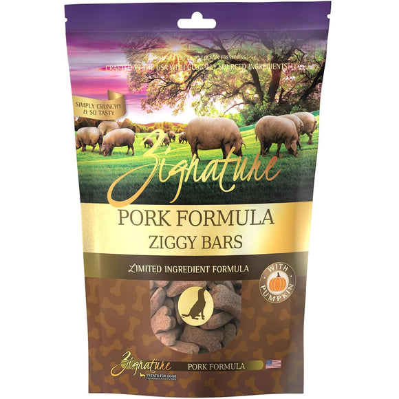 Zignature Pork Formula Ziggy Bars with Pumpkin Dog Treats, 12-oz