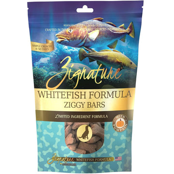 Zignature Whitefish Formula Ziggy Bars with Pumpkin Dog Treats, 12-oz