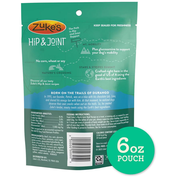Zuke's Hip & Joint dog food package with green background