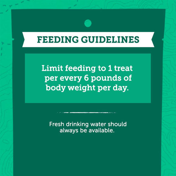 Feeding guidelines text on a green background