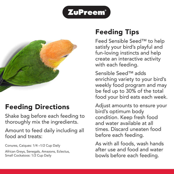 ZuPreem Sensible Seed Parrot & Conure Bird Food