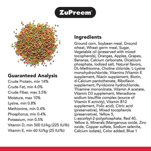 ZuPreem FruitBlend Flavor with Natural Flavors Daily Extra Small Bird Food