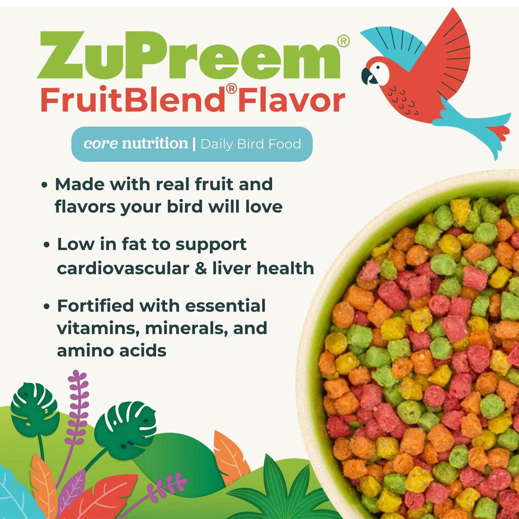 ZuPreem FruitBlend Flavor with Natural Fruit Flavors Daily Small Bird Food