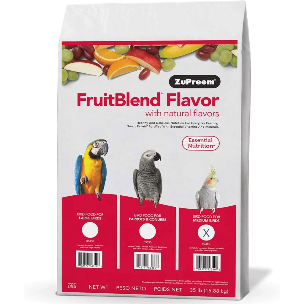 ZuPreem FruitBlend Flavor with Natural Flavors Daily Medium Bird Food, 35-lbs