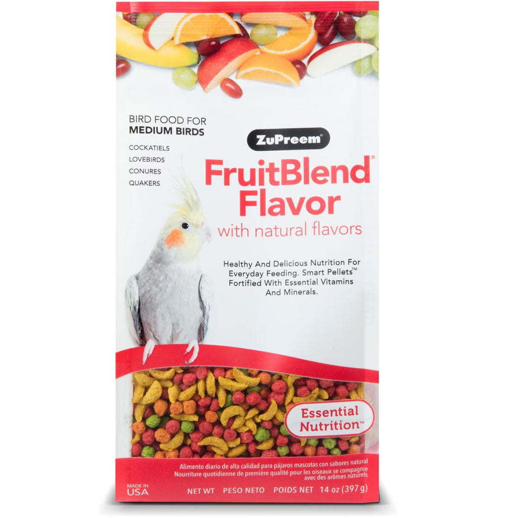 ZuPreem FruitBlend Flavor with Natural Flavors Daily Medium Bird Food, 14-oz