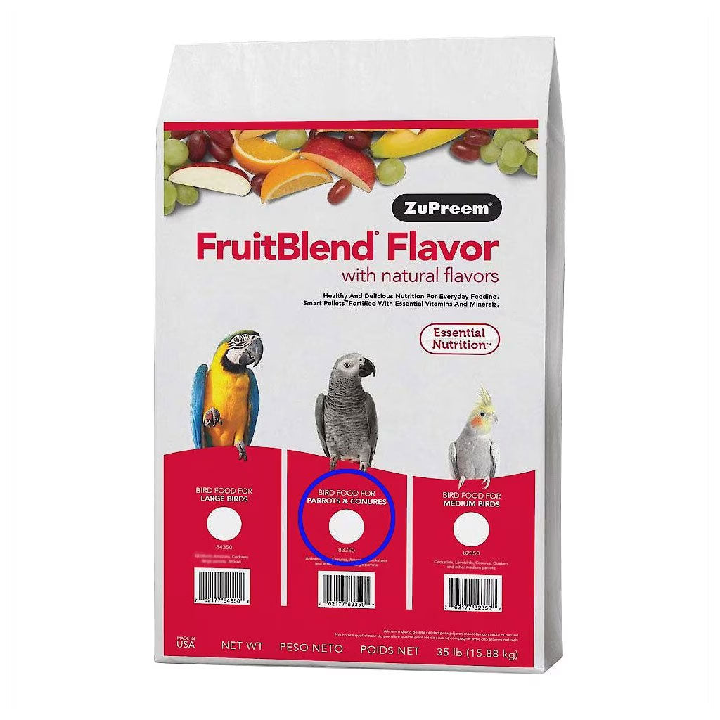 ZuPreem FruitBlend Bird Food Parrots & Conures, 35lb