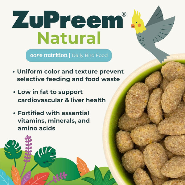 ZuPreem Natural Medium & Large Smart Pellet Bird Food for Parrots & Conures