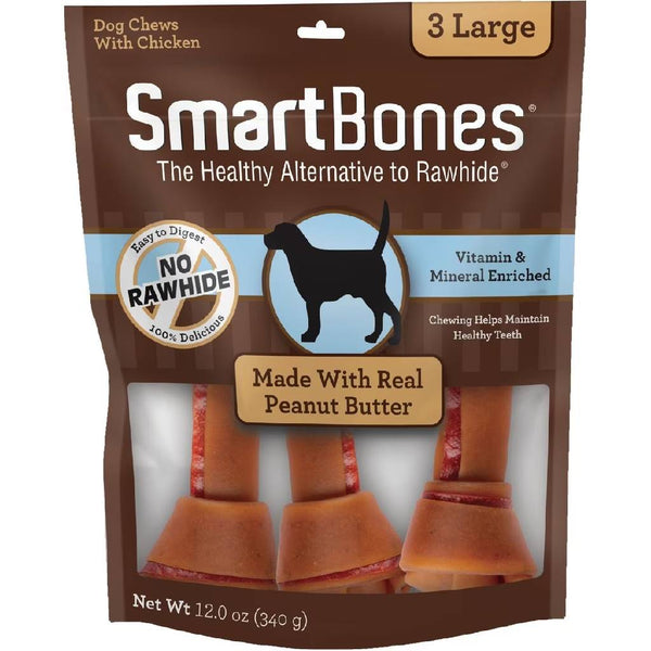 SmartBones Rawhide-Free Peanut Butter Chews For Dogs (3 large bones)