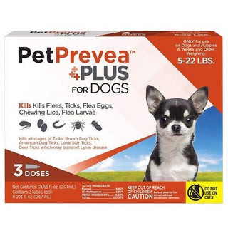 PetPrevea Plus Topical Treatment for Dogs 5-22 lbs (3 doses)