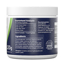 Back label of a supplement container with nutritional information and ingredients.