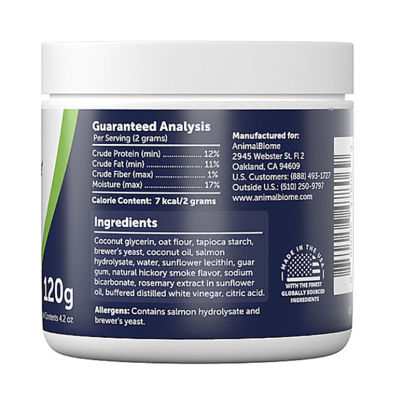 Back label of a supplement container with nutritional information and ingredients.