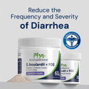 AnimalBiome S. boulardii + FOS powder packaging with text on a gray background