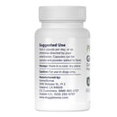 White supplement bottle with label on a white background