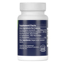 Supplement bottle with label showing active ingredients and supplement facts on a white background