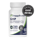 DoggyBiome GMP supplement bottle for dogs over 40 lbs on a white background