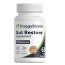 DoggyBiome Gut Restore Supplement bottle on a gray background