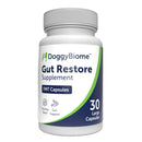 DoggyBiome Gut Restore Supplement bottle on a white background