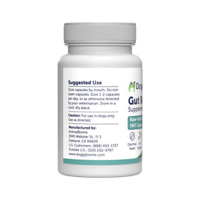Bottle of Doggy Biome Gut Health Supplement on a white background