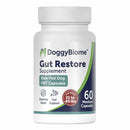 DoggyBiome Gut Restore supplement bottle on a white background