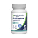 DoggyBiome Gut Restore Supplement bottle on a white background