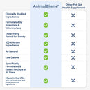 Comparison chart of AnimalBiome pet supplement with other options on a light blue background