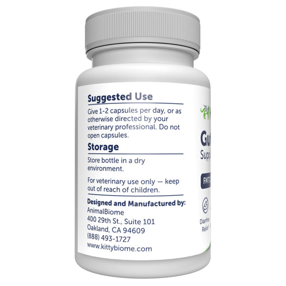 Bottle label with suggested use, storage instructions, and contact information on a white background