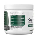 Pet supplement container with usage instructions on a white background