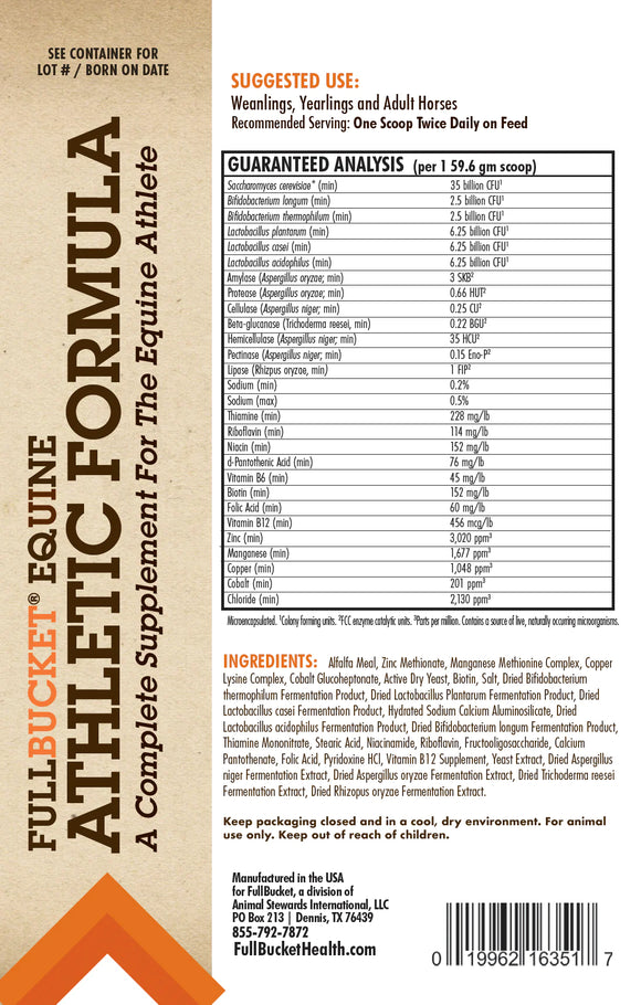 FullBucket Equine Athletic Formula (8 lb, 60 servings)