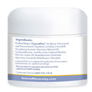 Jar with a list of ingredients on a white background