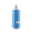 Bottle with blue label on a white background