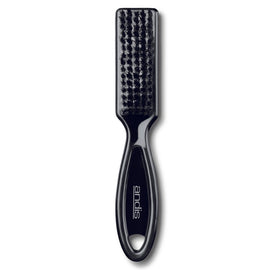Black hairbrush with textured head on a white background