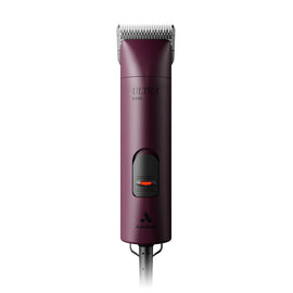 Purple hair clipper with brand logo on a white background