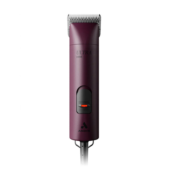 Purple hair clipper with brand logo on a white background